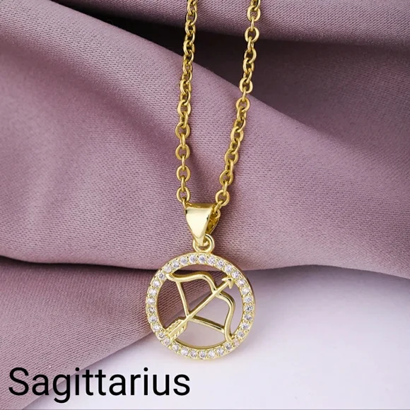 I'll Try & Restock Sagittarius Pendant Inlaid Zircon Gold Plated Stainless Steel - Picture 12 of 14